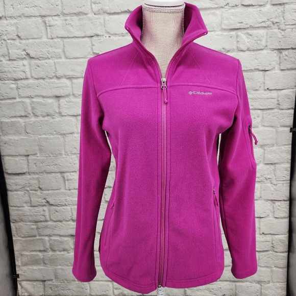 Columbia Jackets & Blazers - Columbia Dark Pink Magenta Women's Fleece Fully Zip Jacket Cozy Soft Small